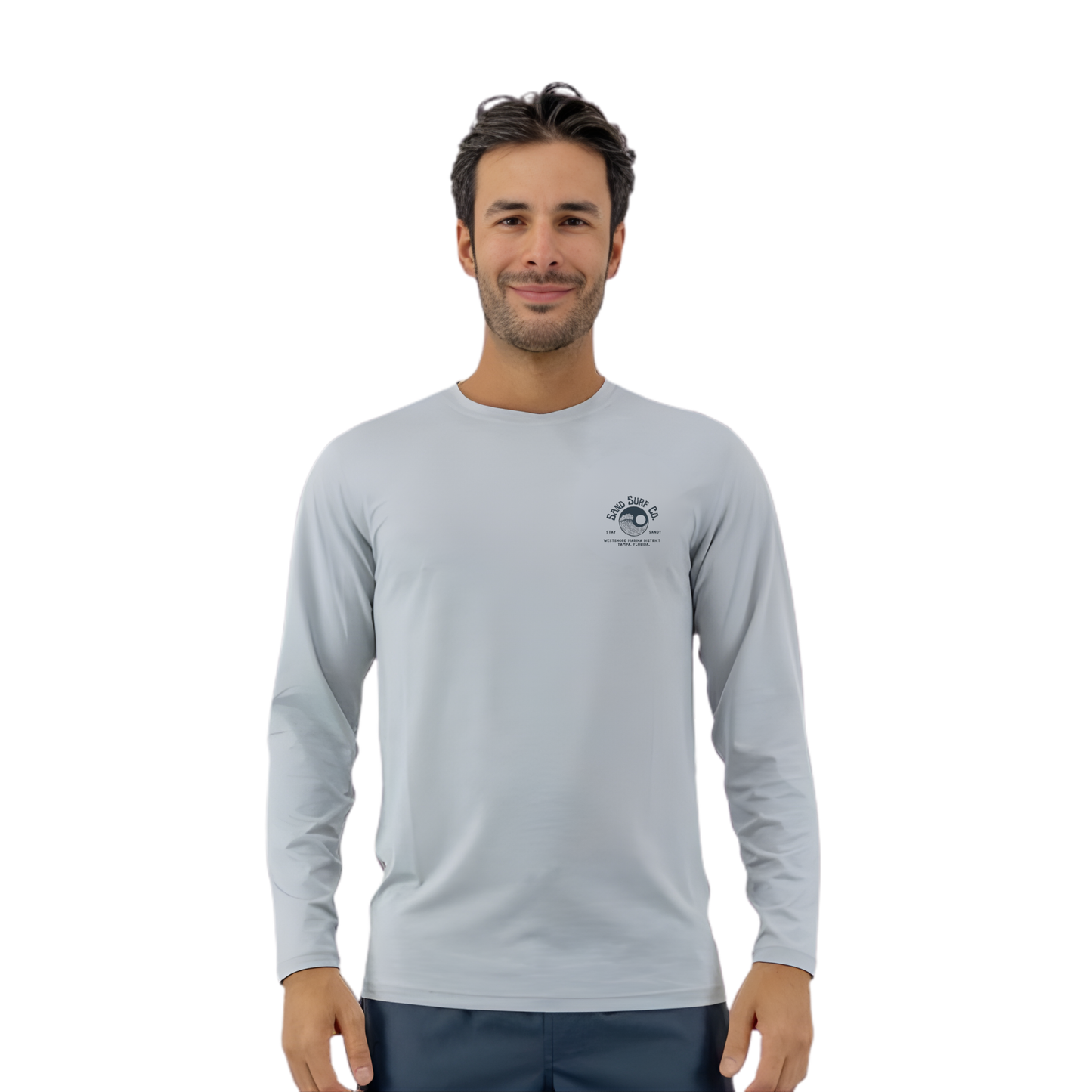 Sand Surf Co. Yin Yang Logo UPF 50 Hybrid Long Sleeve UV Shirt - Light Grey