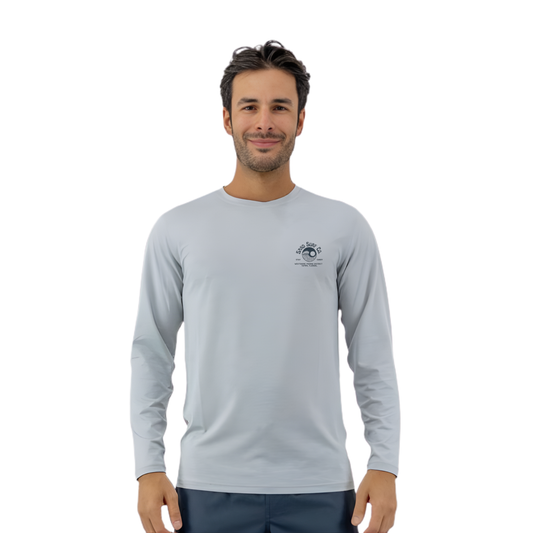 Sand Surf Co. Yin Yang Logo UPF 50 Hybrid Long Sleeve UV Shirt - Light Grey