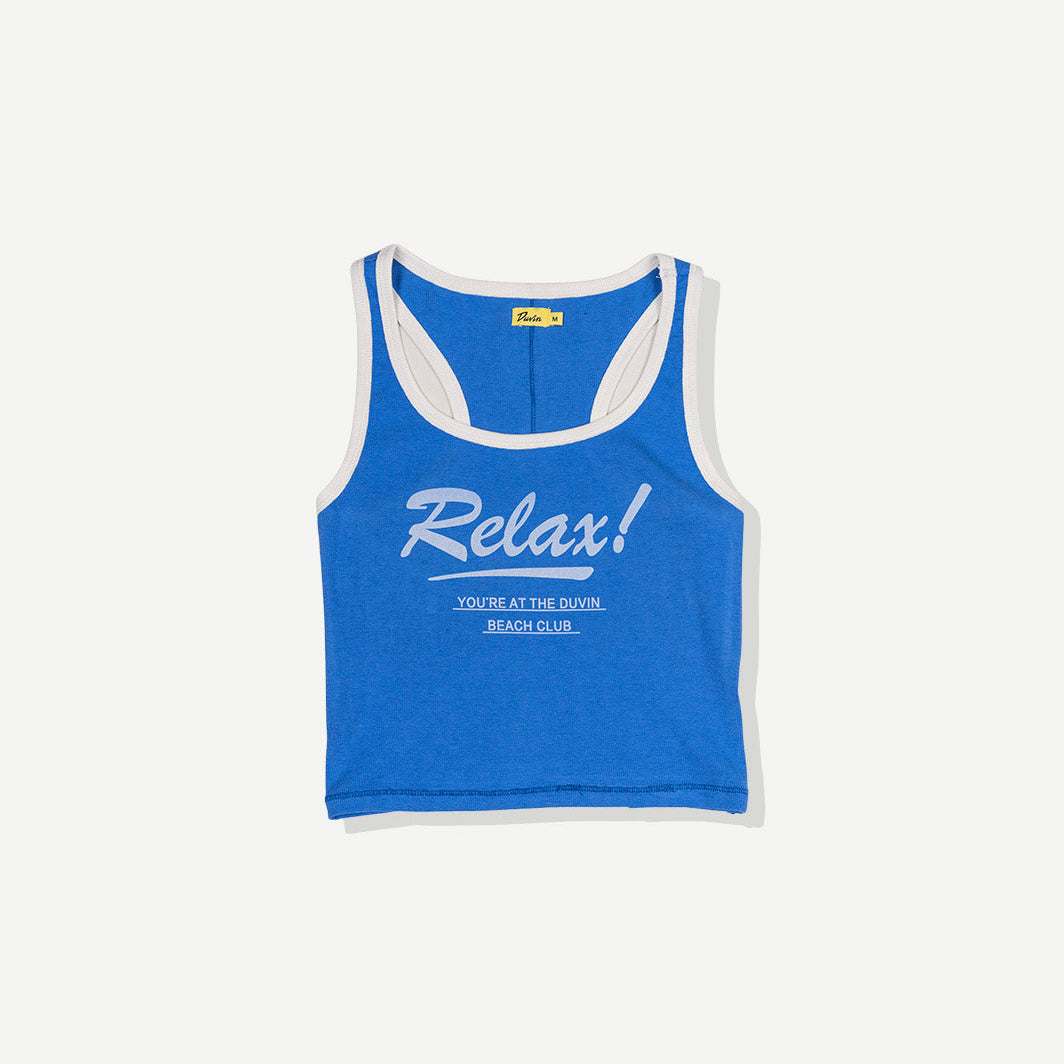 Duvin Relax Ribbed Tank - Blue