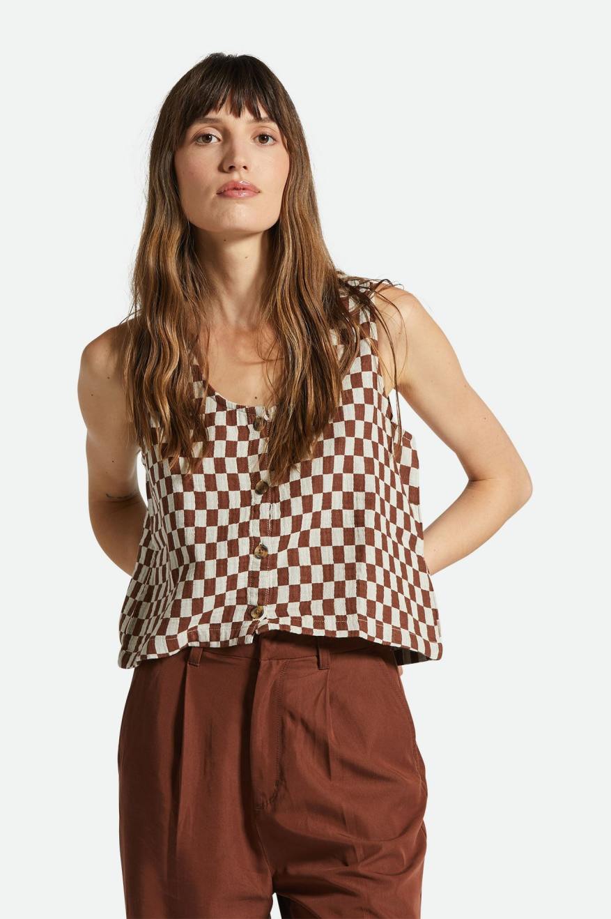 Brixton Mykonos Small Check Tank - Sepia