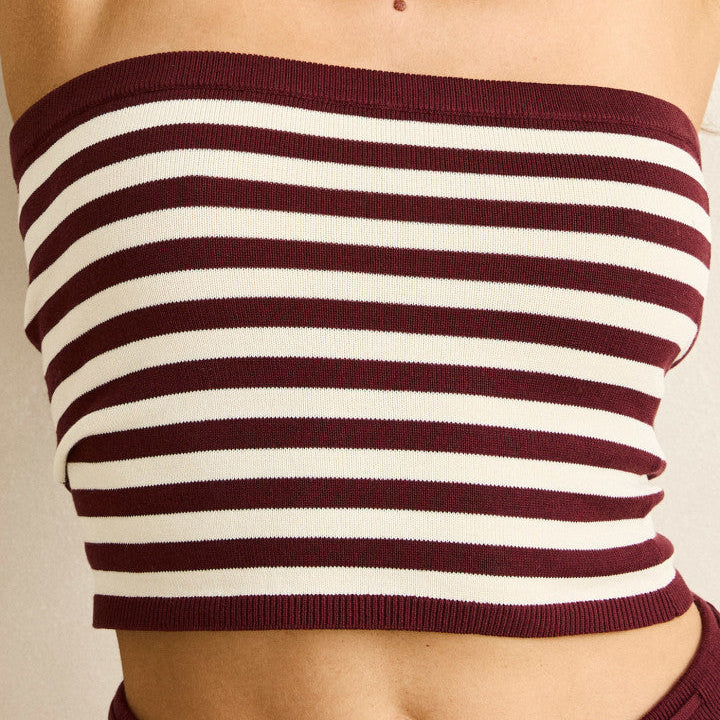 Rhythm Daybreak Stripe Bandeau Knit Top - Paprika