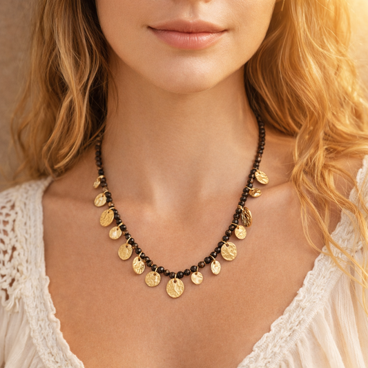 Salty Cali Gold Coin Beaded Necklace