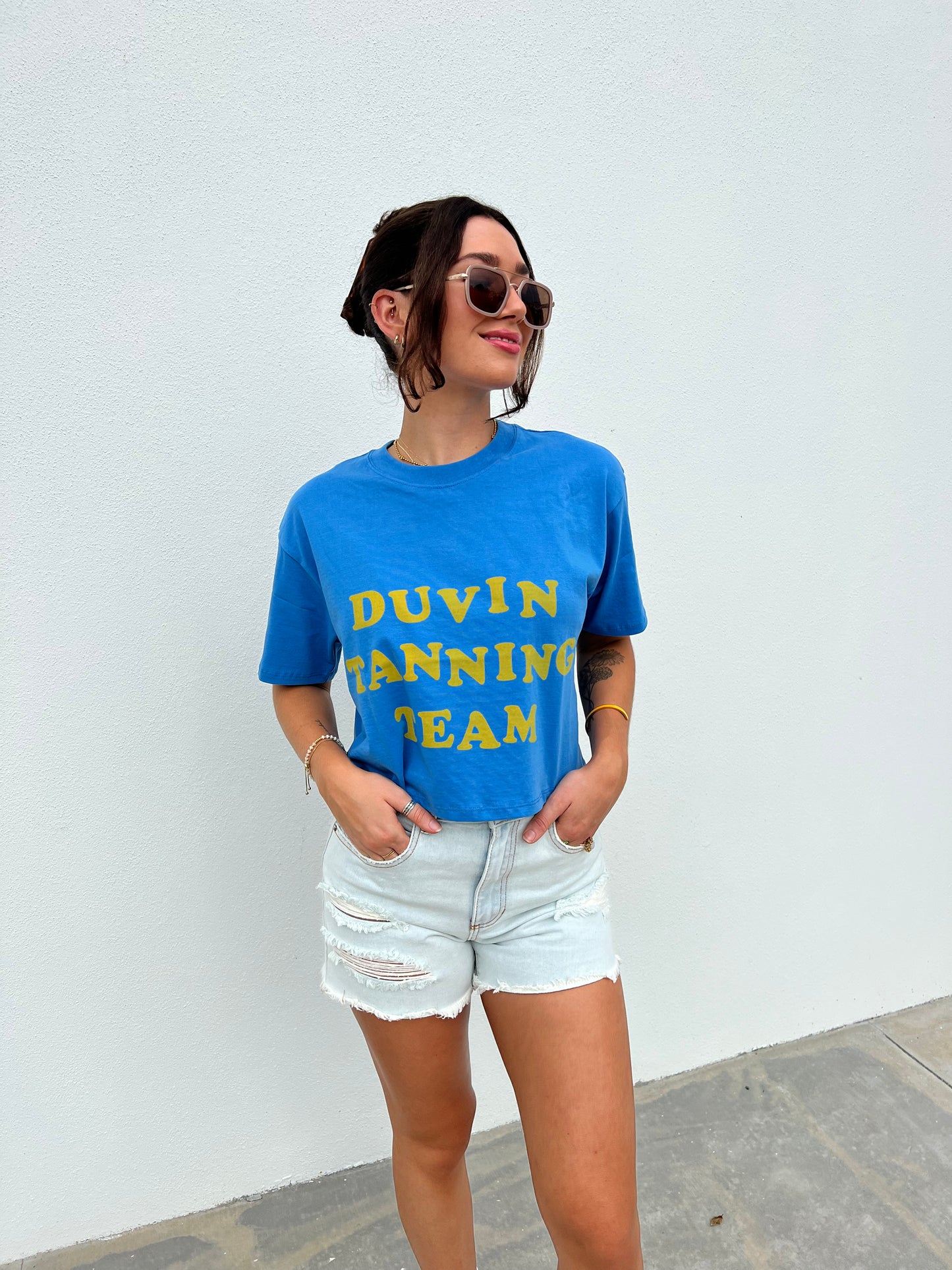 Duvin Womens Tanning Team Crop Tee - Blue