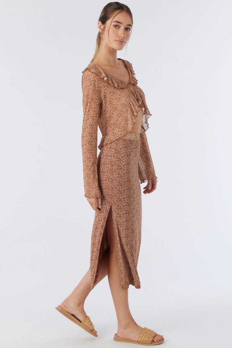 O'Neill Kyan Midi Skirt - Rustic Brown | Harbour Thread L O'Neill Kyan Midi Skirt - Rustic Brown | Harbour Thread L