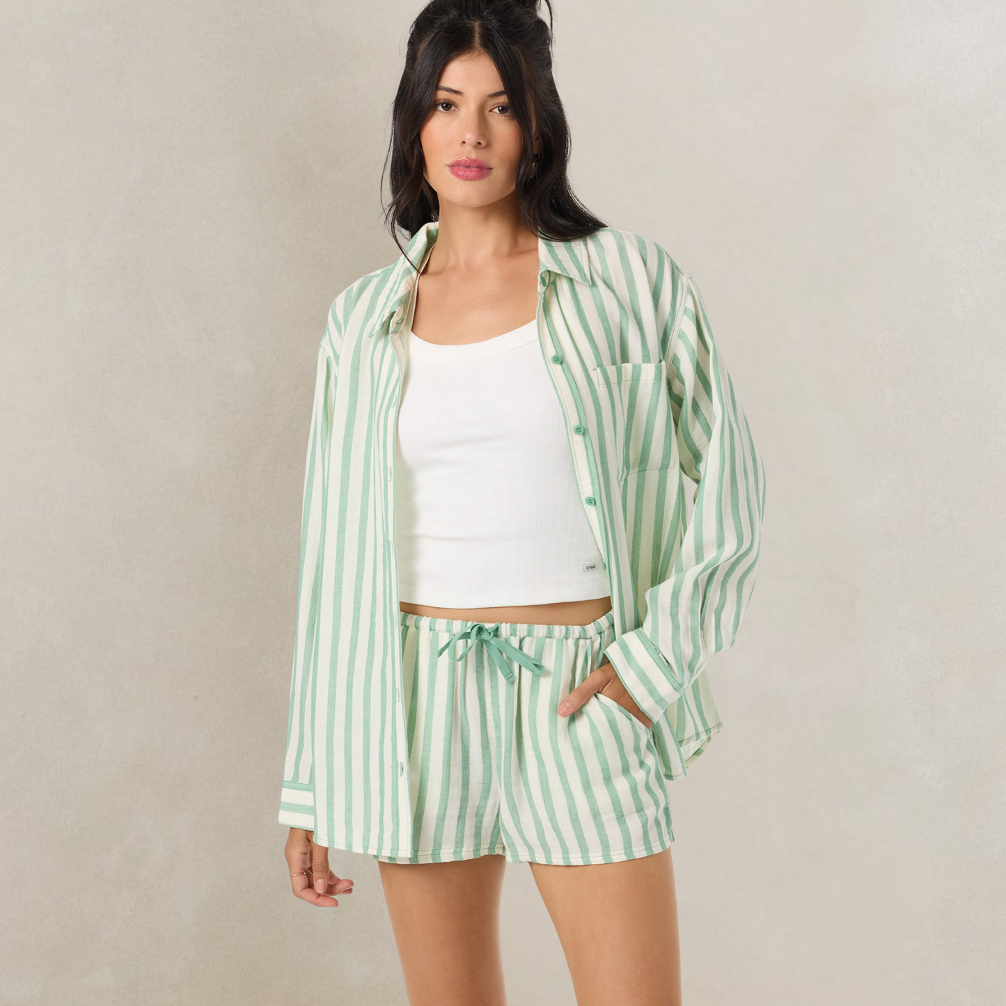 O'Neill Brenda Stripe Beach Shorts - Green