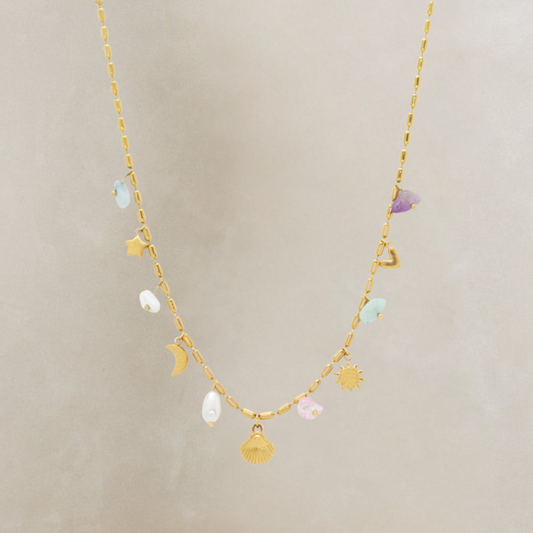 Salty Cali Coastal Charms Necklace - Gold