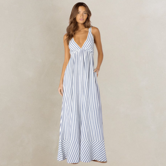 Roxy Wilder Coast Maxi Dress - Blue Horizon Jail Bird Stripe