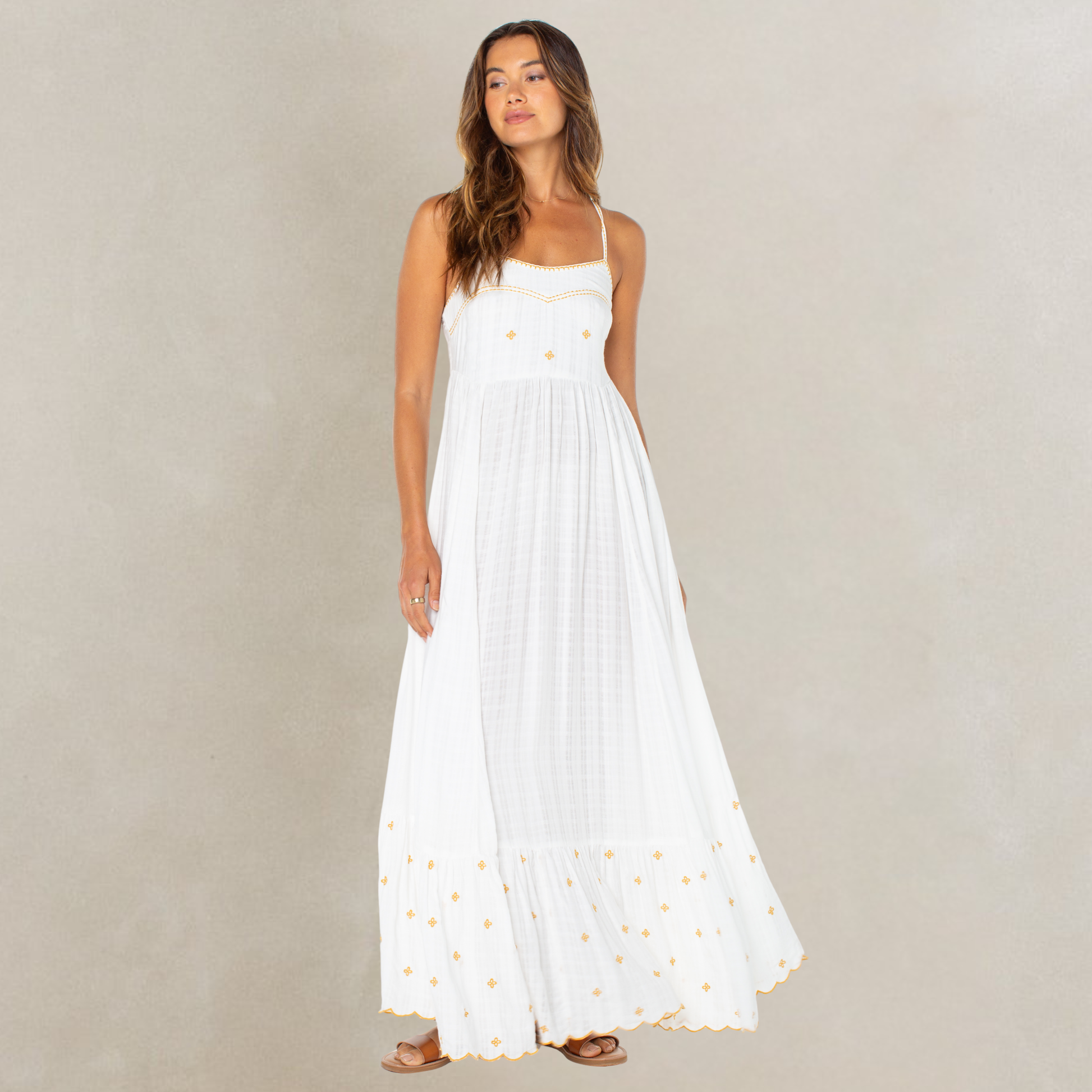 Roxy Sunburst Maxi Dress Cloud Dancer Solid / M