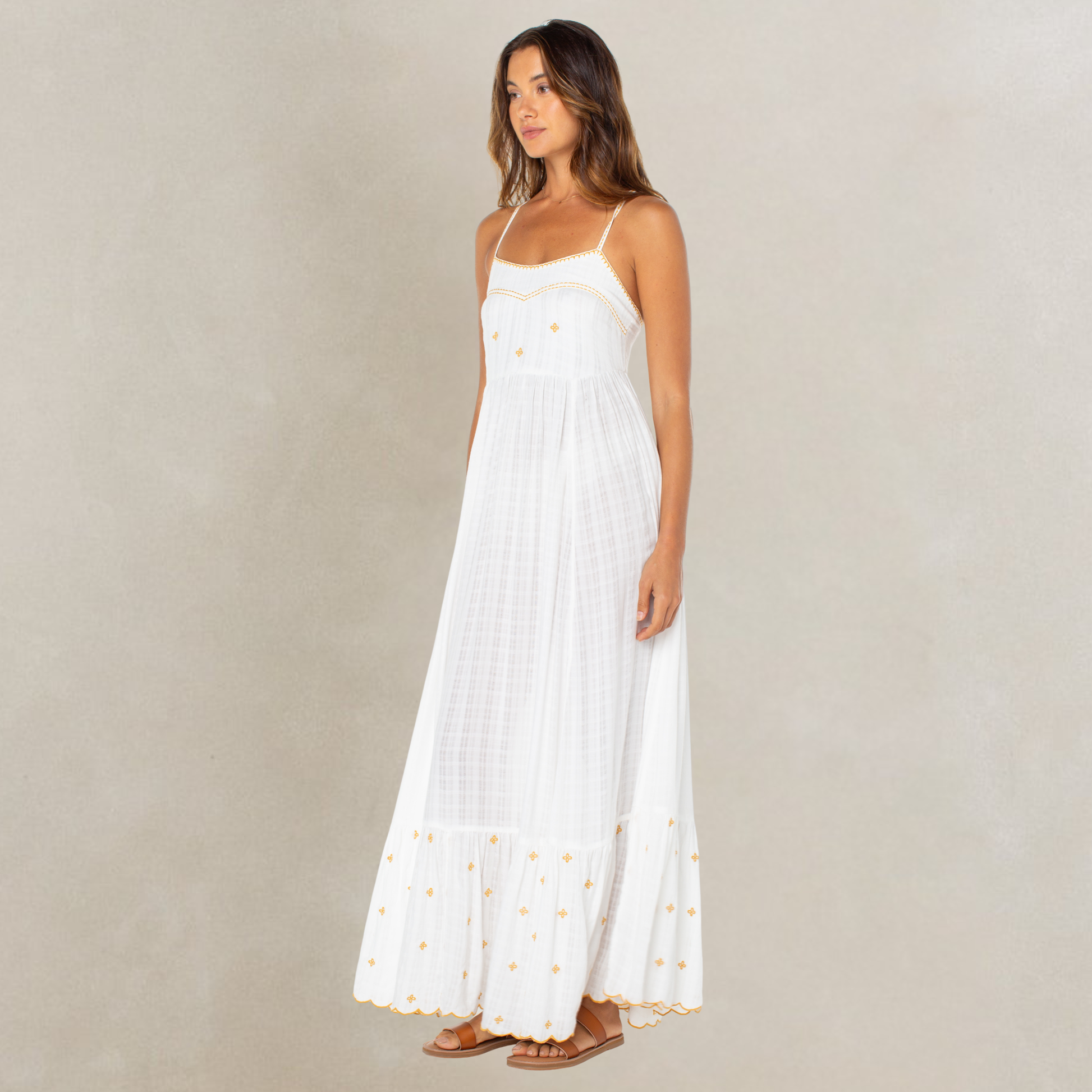 Roxy Sunburst Maxi Dress Cloud Dancer Solid / M