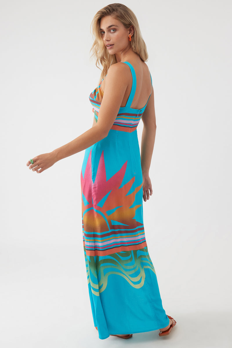 O'Neill Salma Maxi Dress - Aquamarine Halter Summer Dress O'Neill