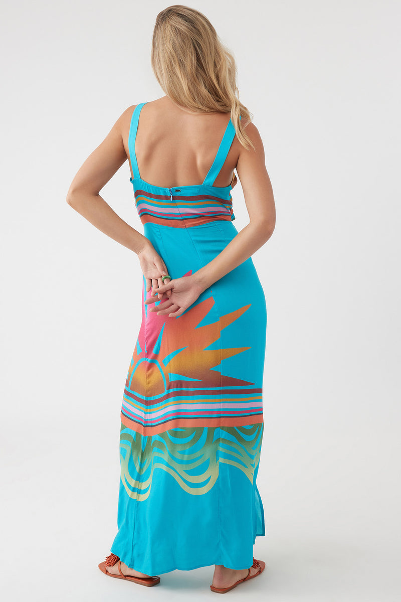 O'Neill Salma Maxi Dress - Aquamarine Halter Summer Dress O'Neill