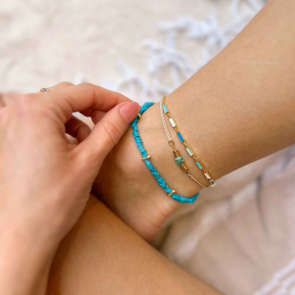 Pura Vida Turquoise Chip Stretch Anklet