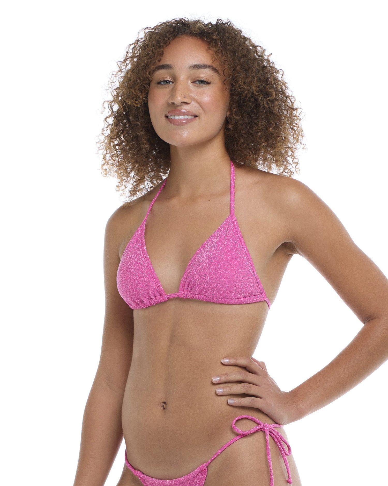 Eidon Kali Triangle Top - Sparkle Pink Bikini Top – Sand Surf