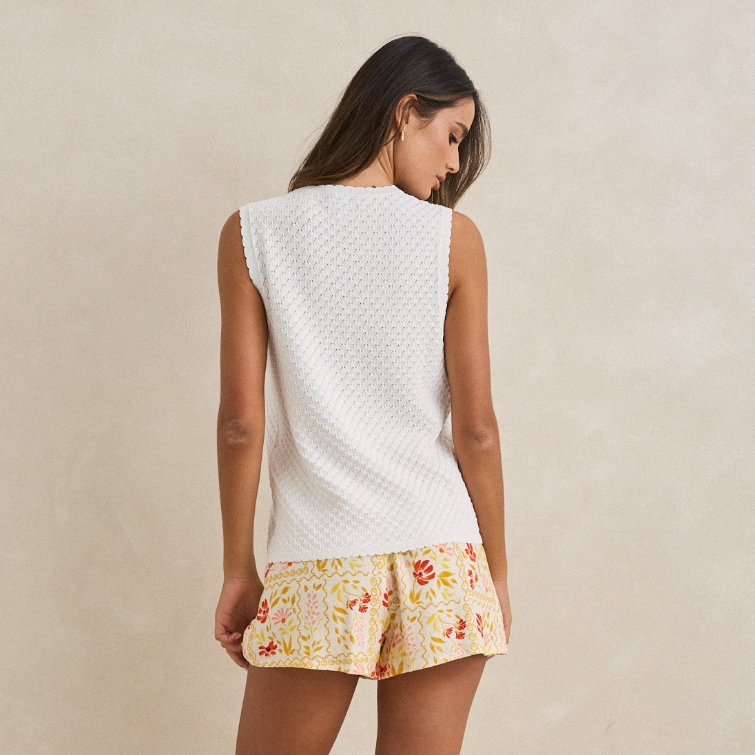 Rhythm Gigi Longline Knit Vest Tank Top - White