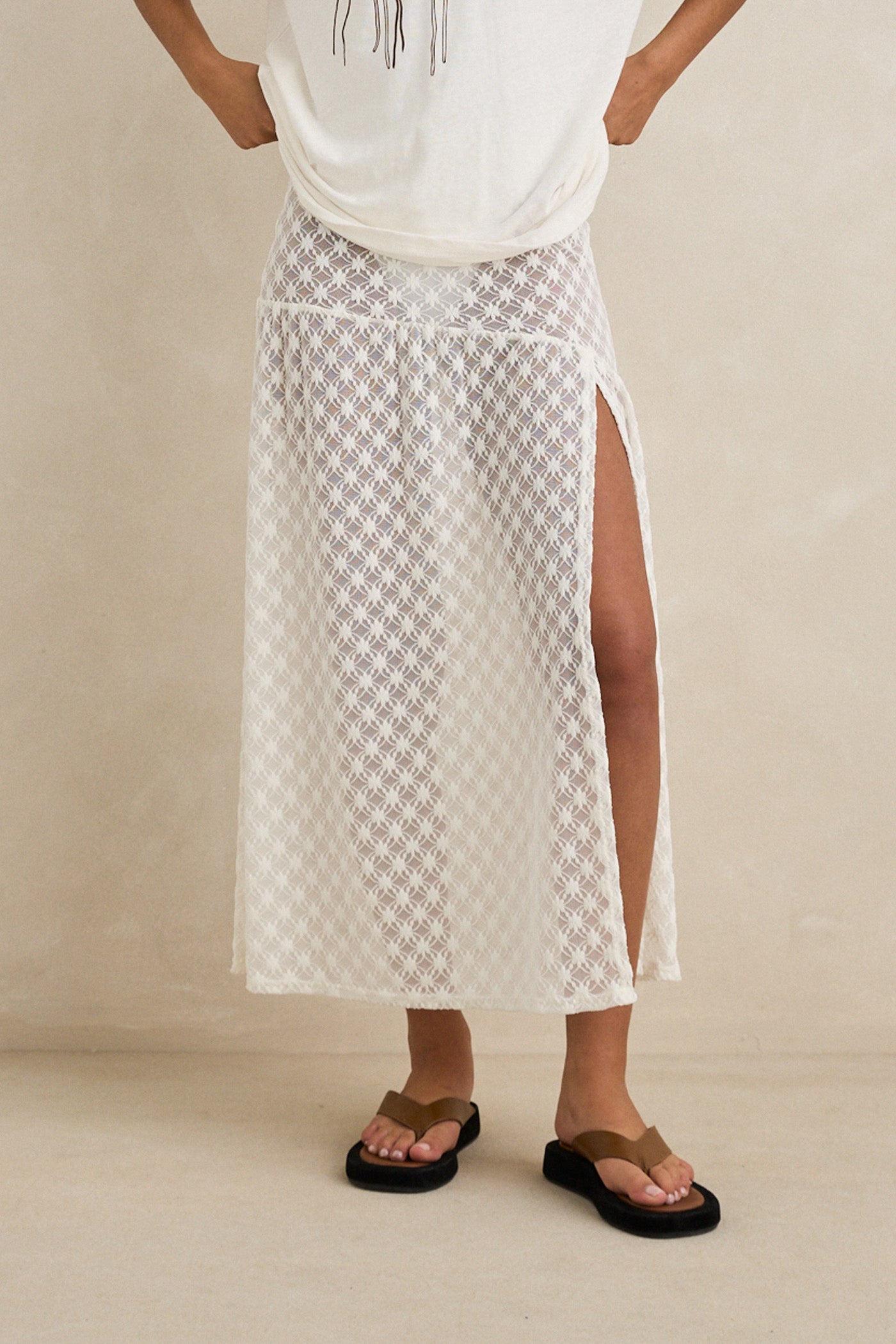 Rhythm Gigi Lace Maxi Skirt - White