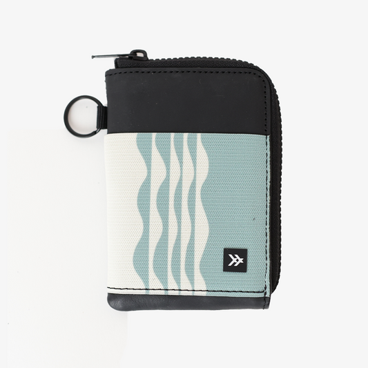 Thread Wallets Wavy Green & White Zipper Wallet