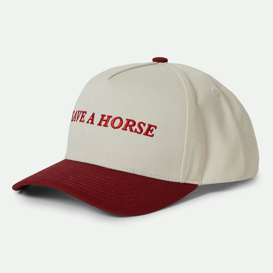 Brixton Save A Horse Snapback - Crimson and Off White