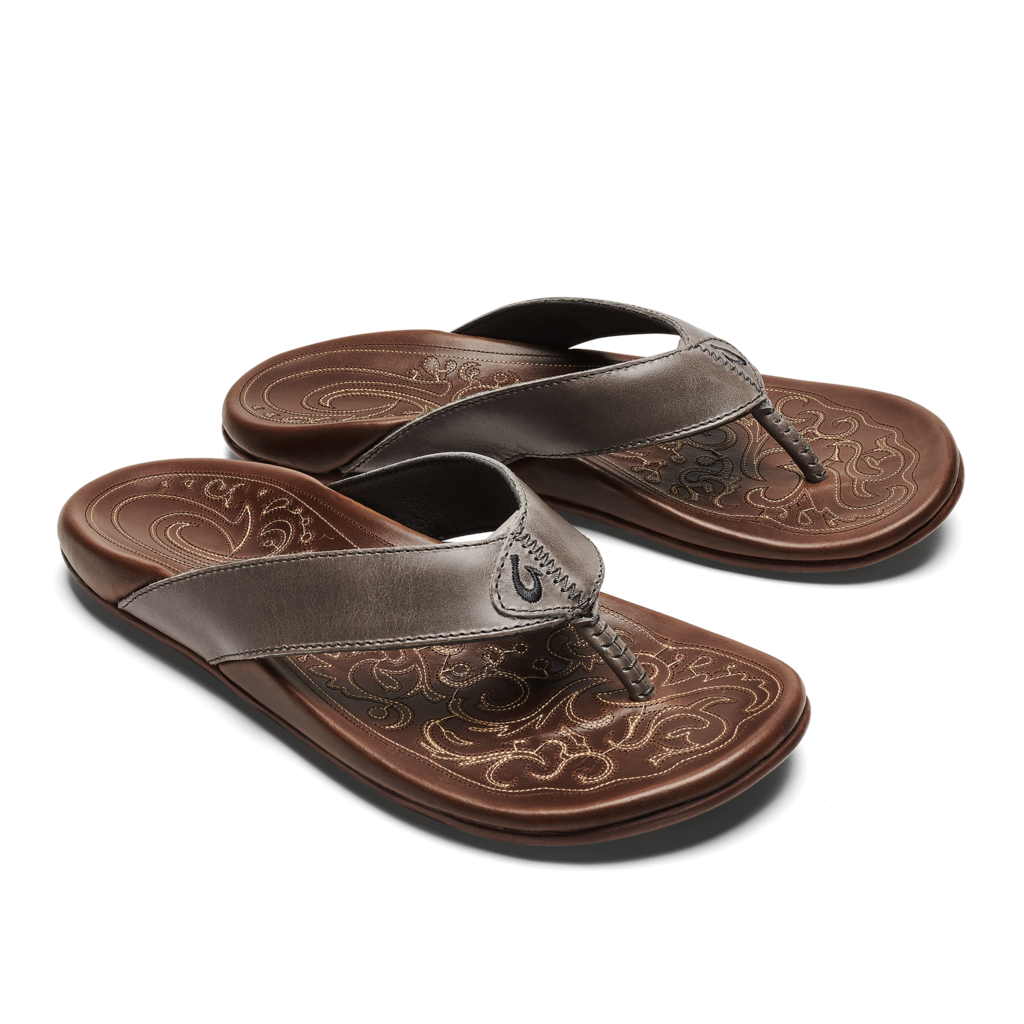 Olukai Paniolo Thong Flip Flops Sandals Brown Stitched Leather Womens Size  10
