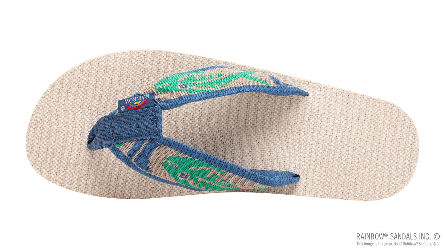 Rainbow Sandals Single Layer Hemp with a 1" Nylon Fish Pattern Strap (Mens)