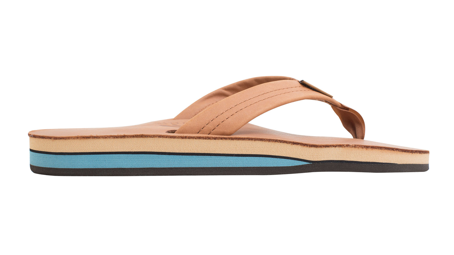 Rainbow Sandals Tan with Blue Midsole Classic Leather (Mens)