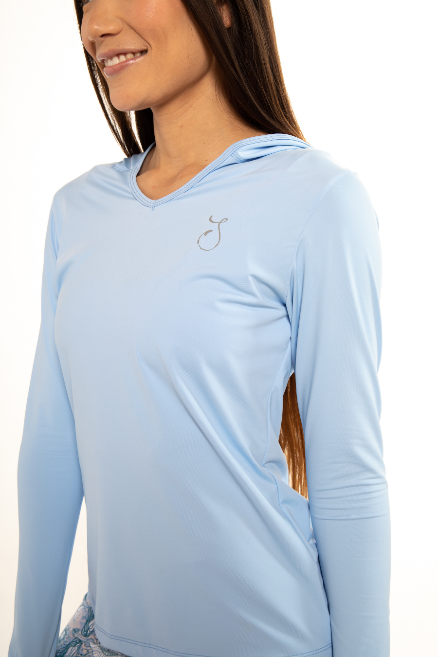 Reel Skipper Classic Performance Hood UV Shirt - Womens Hooded Rash Guard Small / Aqua