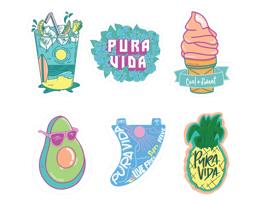 Pura Vida Cool and Sweet 6 Pack of Stickers by Pura Vida Bracelets