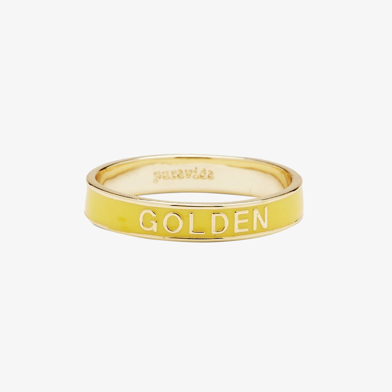 Pura Vida Bracelets Golden Enamel Word Ring