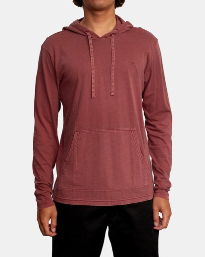 RVCA PTC Pigment Hooded Long Sleeve Tee Sand Surf Co