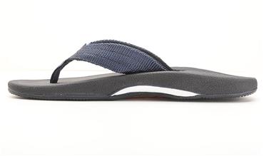 Rainbow Sandals Mariner Black Rubber Orthopedic with Arch Tapered Navy Blue Nylon Strap (Mens)