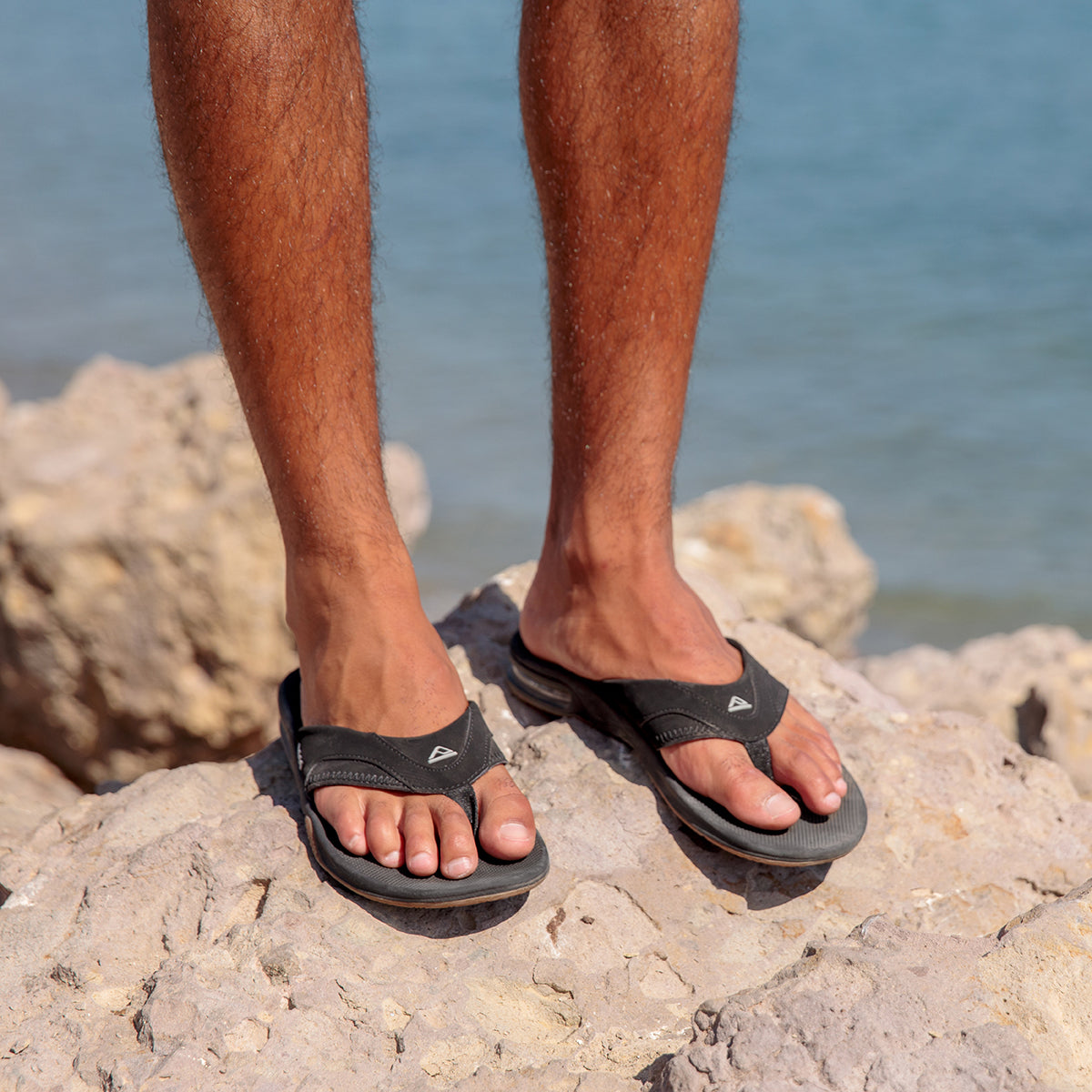 Reef Fanning Mens Sandals | Black Flop with Bottle Opener – Sand Surf Co.