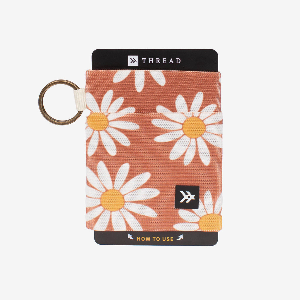 Thread Wallets Emmeline Elastic Wallet - daisy flower and brown elastic ...