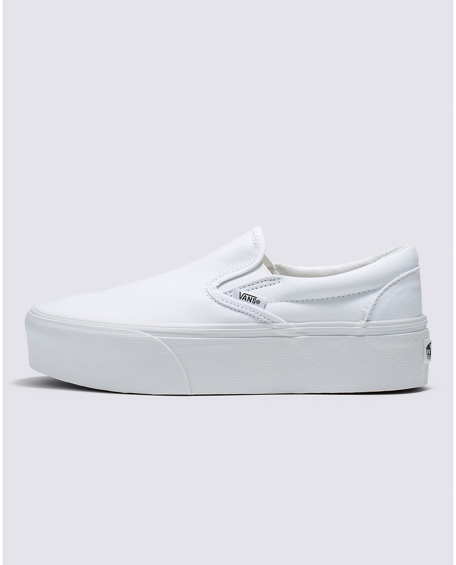 Vans Classic Slip-On Stackform Shoe - Womens No Lace White Platform ...