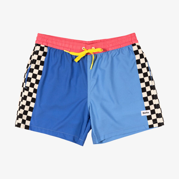 Duvin Beachside Checker Swim Short - Blue