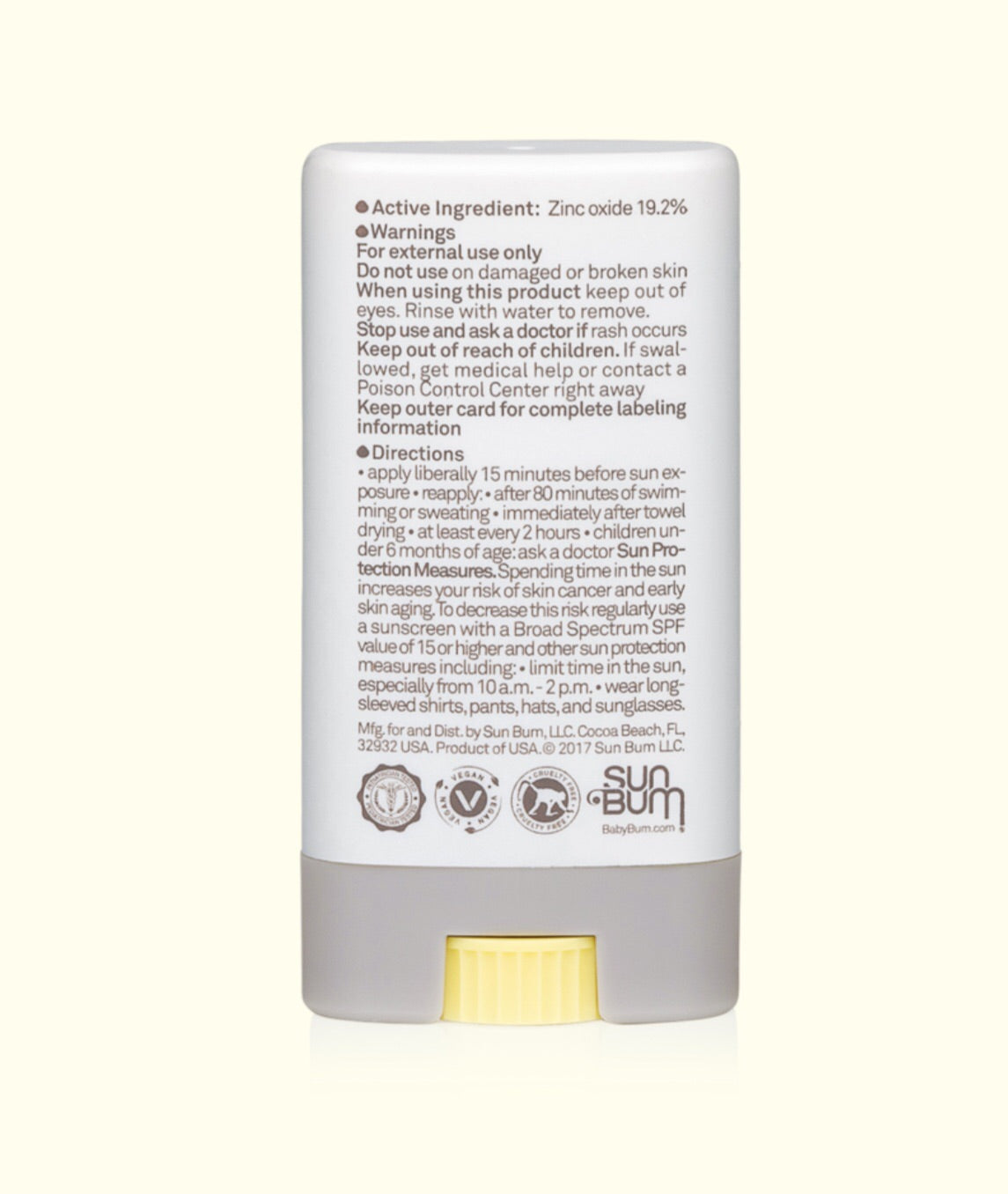 Sun Bum Baby Bum SPF 50 Mineral Sunscreen Face Stick Fragrance Free - 0.45oz