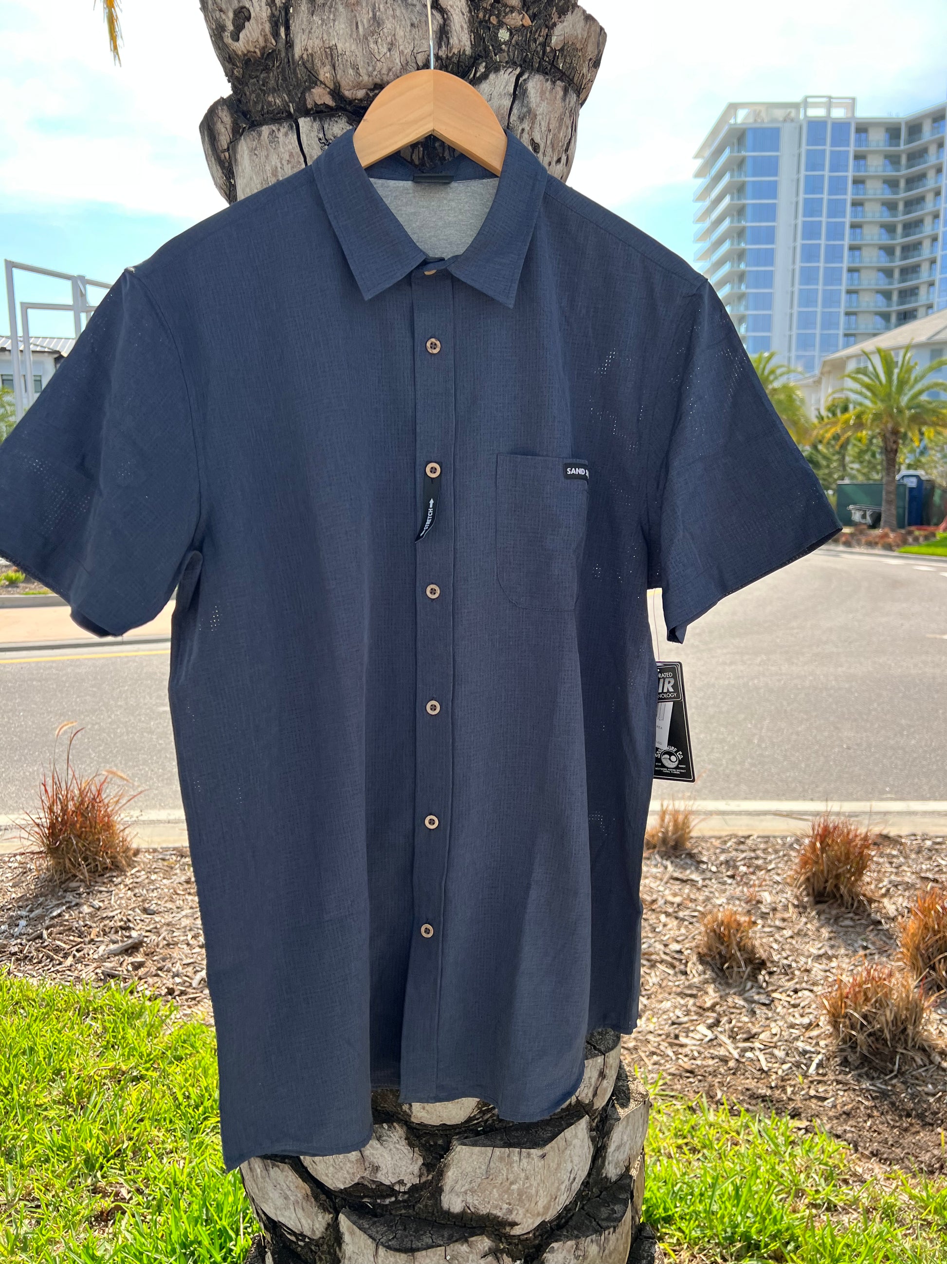 Sand Surf Co. Horizon Buttonup - Navy Mens UPF 50 Sun Shirt Large / Navy Sand Surf Co. Horizon Buttonup - Navy Mens UPF 50 Sun Shirt Large / Navy