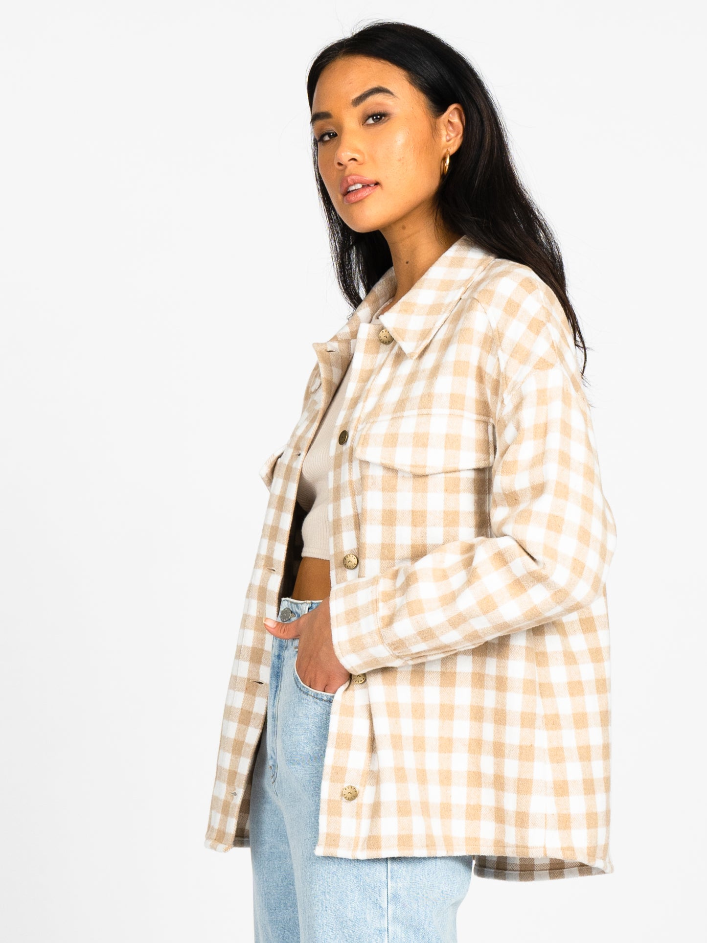 Rusty Checked Out Oversized Shirt Jacket