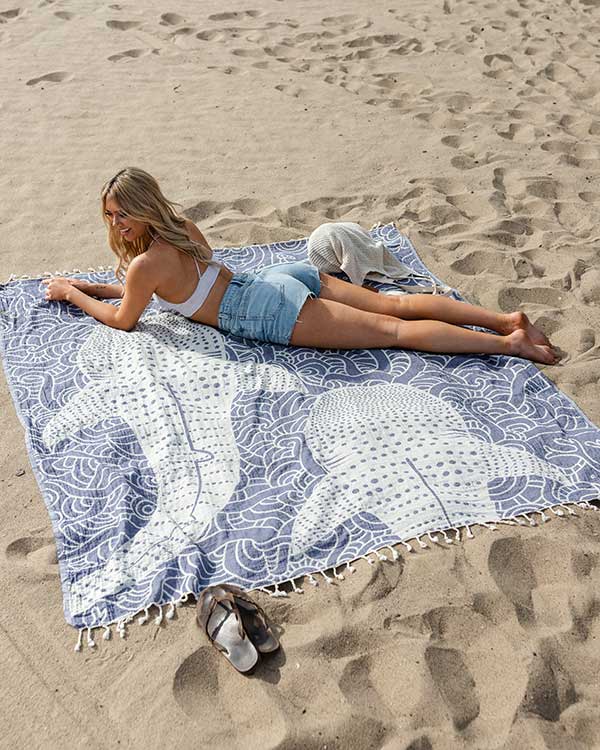 Sand Cloud Whale Shark Towel - Navy